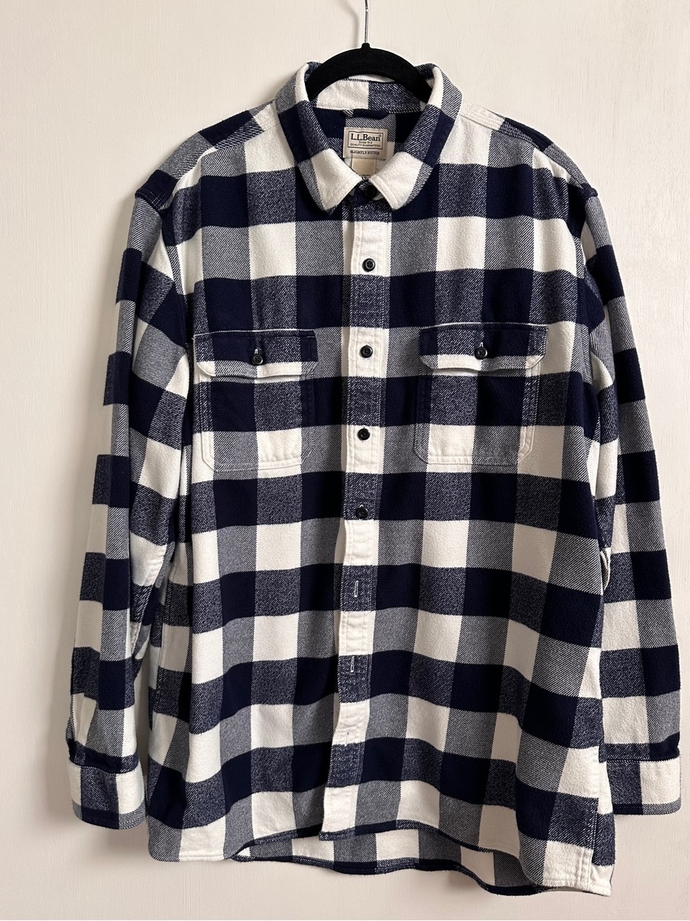 L.L. Bean Men's “Large Tall” Slightly Fitted Flannel Shirt Organic Cotton Blue